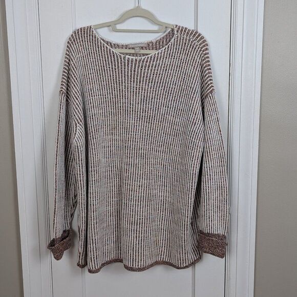 Woman Within | Slouchy Striped Long Sleeve Sweater Size Large - Picture 1 of 9